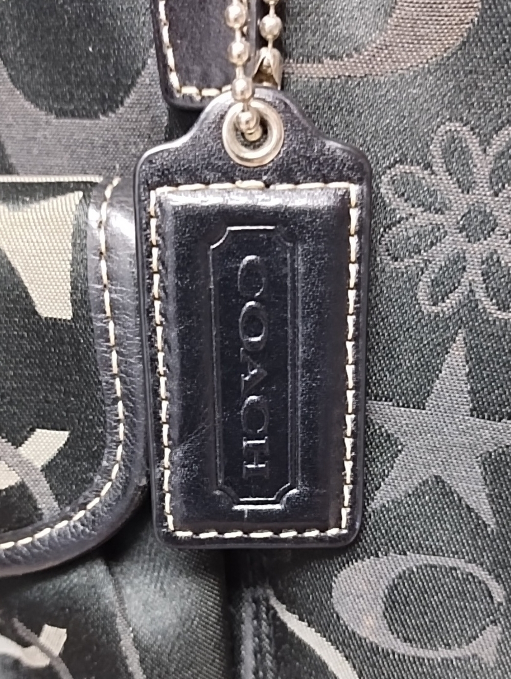 VTG Leah Coach Black Signature Logo Shoulder Bag with Turnlock, PLUSH NOT INCLUD - Picture 4 of 14